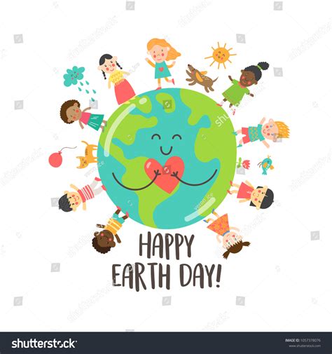 Happy Earth Day Greeting Card Children Stock Vector Royalty Free
