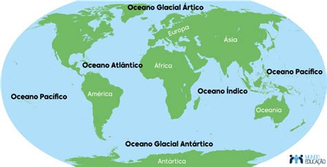 Mapa Múndi Continentes Países Oceanos Mundo Educação