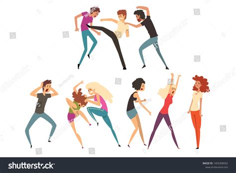Angry People Fighting Quarreling Loud Public Stock Vector Royalty Free