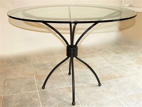 Glass Top Dining Table With Four Wrought Iron Chairs Ebth