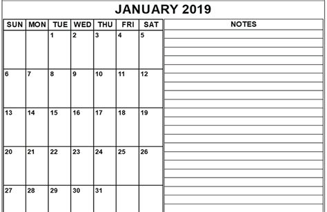 Printable Blank Monthly Calendar With Notes Download Printable