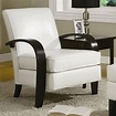 Roundhill Wonda Bonded Leather Accent Chair with Wood Arms, Multiple ...
