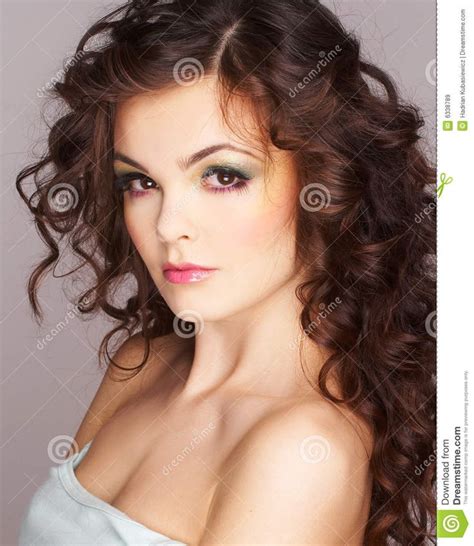 Portrait Of Woman With Beautiful Make Up And Long Curly Hair Sponsored Sponsored Ad