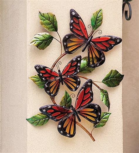 Glass Monarch Butterfly Wall Art Plow And Hearth Butterfly Wall Art