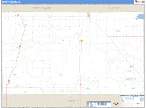 Dewey County Oklahoma Zip Code Wall Map