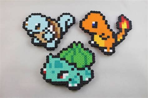 Pokemon Starters Gen 1 Kanto Region Inspired Magnets Perler Beads