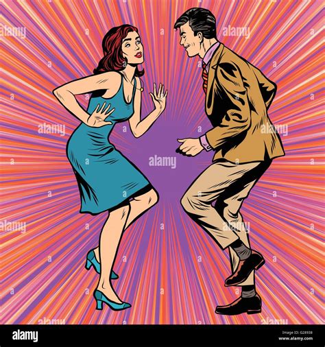 Retro Man And Woman Dancing Pop Art Stock Vector Image And Art Alamy