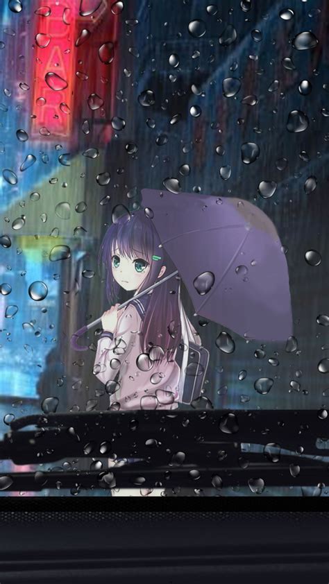 2160x3840 Anime Girl Rainy Day View From Car 4k Sony Xperia Xxzz5