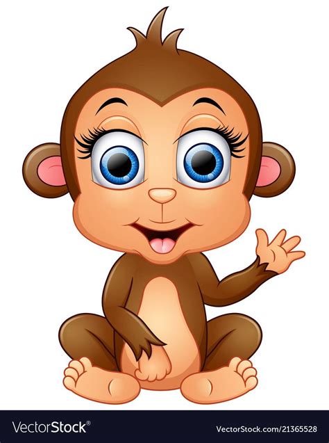 Vector Illustration Of Happy Monkey Cartoon Waving Hand Download A