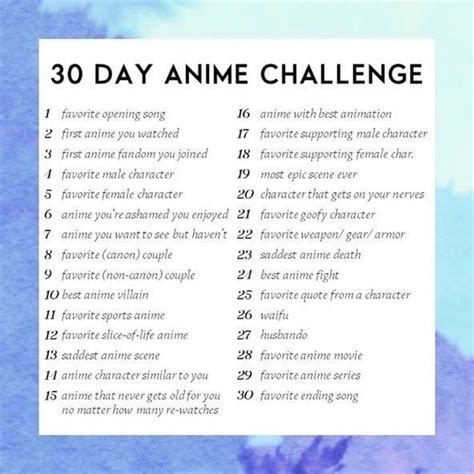 Top More Than 126 30 Day Anime Challenge Ineteachers