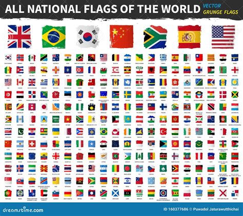 Alla Världens Nationella Flaggor Flagga För Färgsflagga För Att Köra