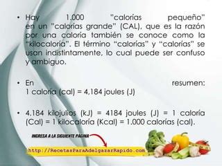 Cuáles son las diferencias entre kilojulios y calorias PPT