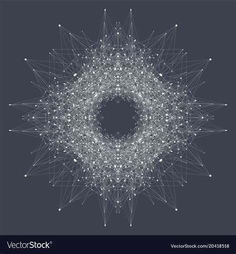 Fractal Element With Connected Line And Dots Vector Image On