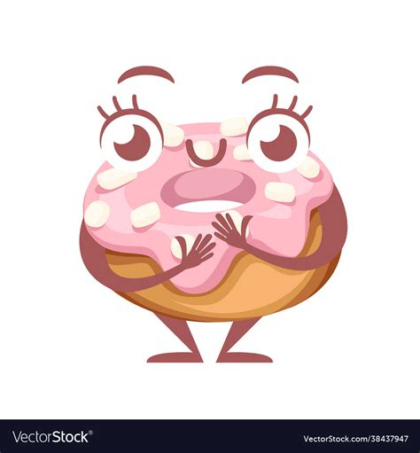 Mascot Colorful Donut Dessert With Cream Cartoon Vector Image