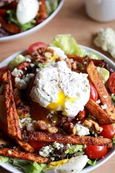 Steak And French Fry Salad With Blue Cheese Butter Poached Eggs