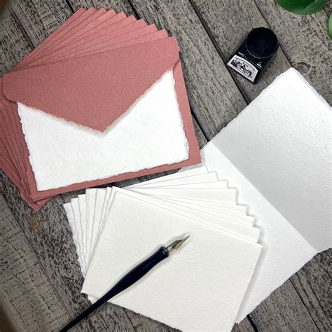 Blank Handmade Paper Cards And Envelopes Deckle Edge Paper Etsy