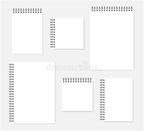 Bloco De Notas Branco Espiral A4 A5 Tamanhos Quadrados Conjunto De Modelos Realistas Ilustração