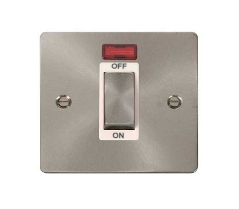 Define Ingot 1 Gang 45a Dp Switch Neon Brushed Stainless White Insert