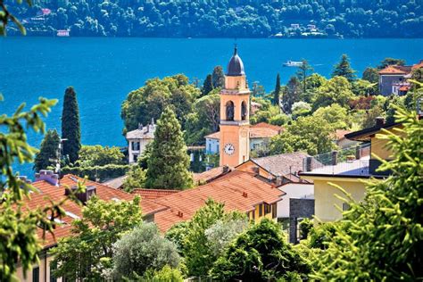 Laglio Idyllic Town Of Laglio And Como Lake Panoramic View Stock Photo