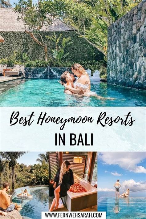 The Best Honeymoon Resort In Bali With Pictures Of People Swimming And Relaxing At The Pools