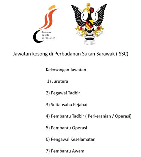 Search and apply jobs in malaysia via myfuturejobs. Jawatan kosong di Perbadanan Sukan Sarawak ( SSC ...