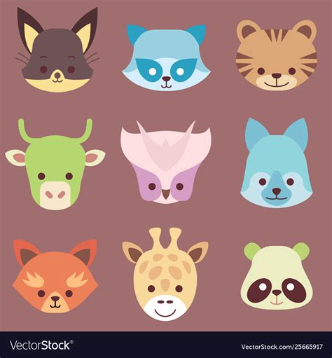 Animals Simple Avatars For Web Royalty Free Vector Image