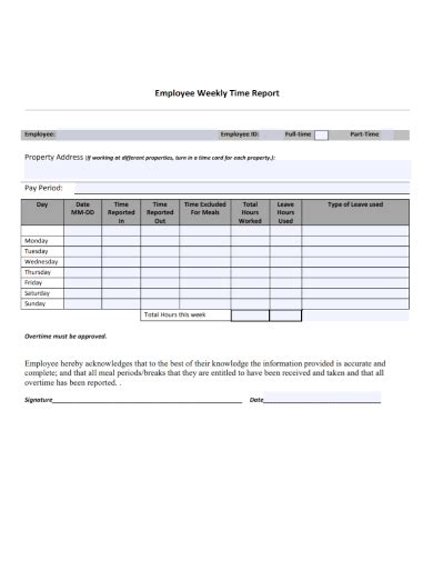 Free 10 Employee Weekly Report Samples Activity Performance Progress