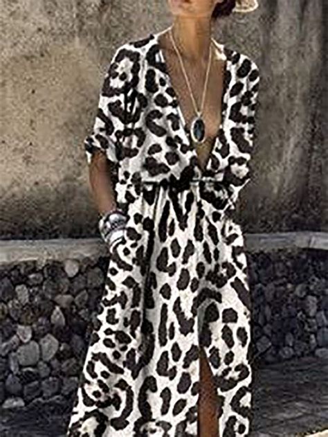Elegant Leopard Printed Colour Evening Dress Shegenie Leopard Print