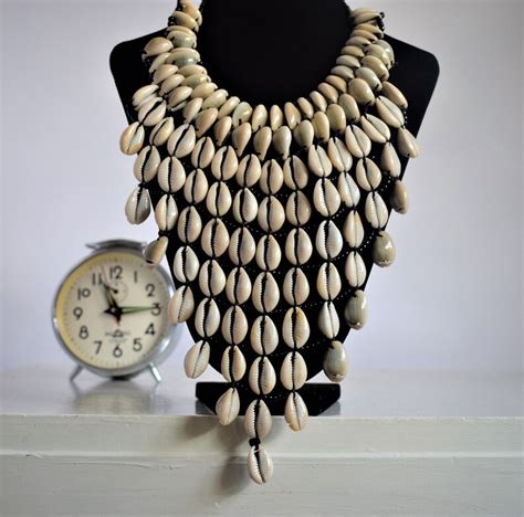 African Handmade Cowrie Shell Necklace Chunky Ethnic Tribal Etsy