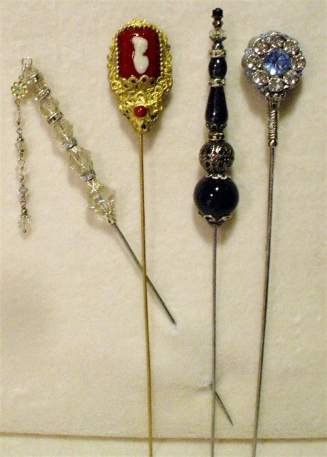4 Antique Style Victorian Hat Pins With Vintage And Antique