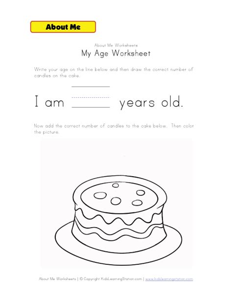My Age Worksheet