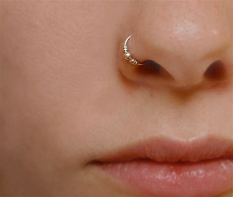 X1 Sterling Silver Coil And Ball Nose Ring Hoop 8mm Internal Etsy In 2020 Silver Nose Ring