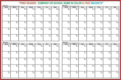 4 Monthly Calendar Template Excel Calendar Template Blank Calendar