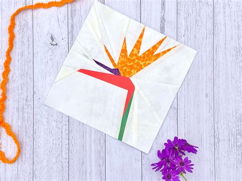 Bird Of Paradise 9 Inch Foundation Paper Pieced Flower Quilt Etsy In