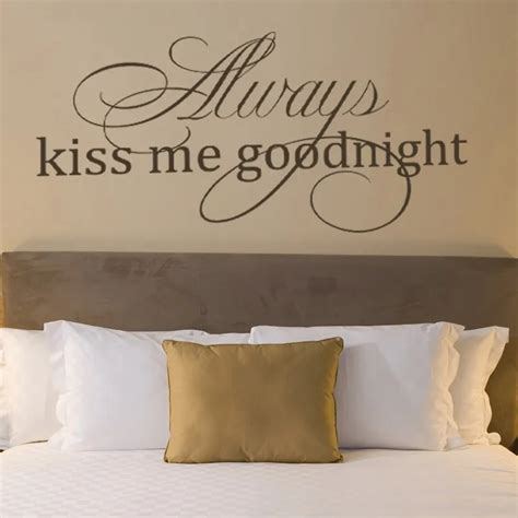 Love Wall Quote Always Kiss Me Goodnight Romantic Vinyl Wall Decals Couple Bedroom Decor 34 X