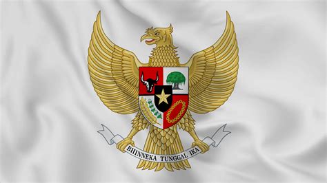 National Emblem Or Symbol Of Indonesia Garuda In Waving Flag Smooth K Video Seemless Loop