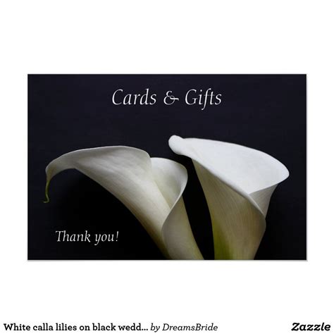 White Calla Lilies On Black Wedding Poster Zazzle Black Wedding