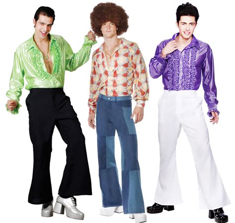 Disco Flares Mens 1970s Fancy Dress Adult 70s Seventies Costume Flared Trousers Ebay