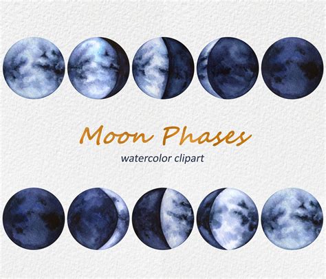 Watercolor Moon Phases Clipart Moon Clipart Watercolor Etsy Uk