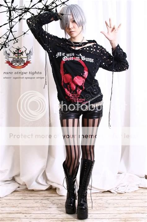 punk rock goth emo opaque sheer translucent stripe vertical line pantyhose ebay