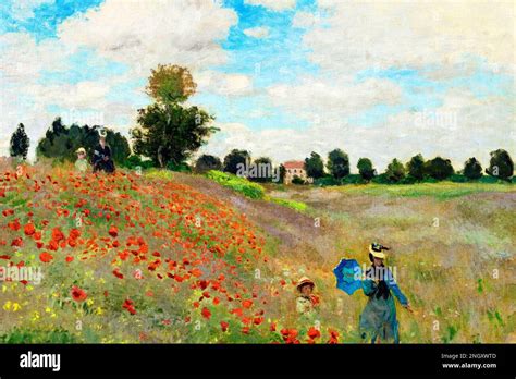 Claude Monets The Poppy Field Near Argenteuil 1873 Famous Painting