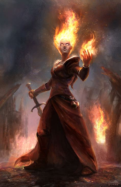 Fire Sorceress By Conorburkeart On Deviantart