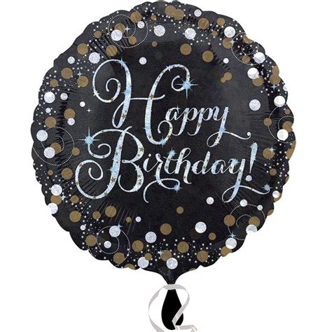 Gold Sparkle Happy Birthday 18 Foil Helium Balloon