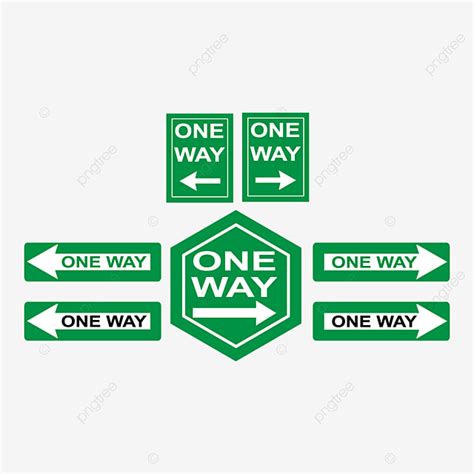 One Way Sign Vector Design Images One Way Green Sign Set Vector
