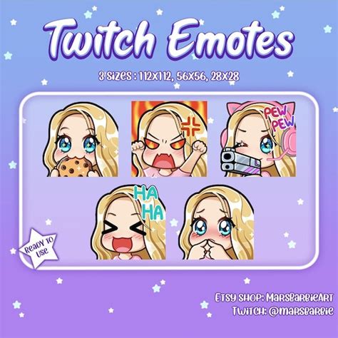 Twitch Emotes Cute Chibi Emotes For Streamers Kawaii Cute Etsy