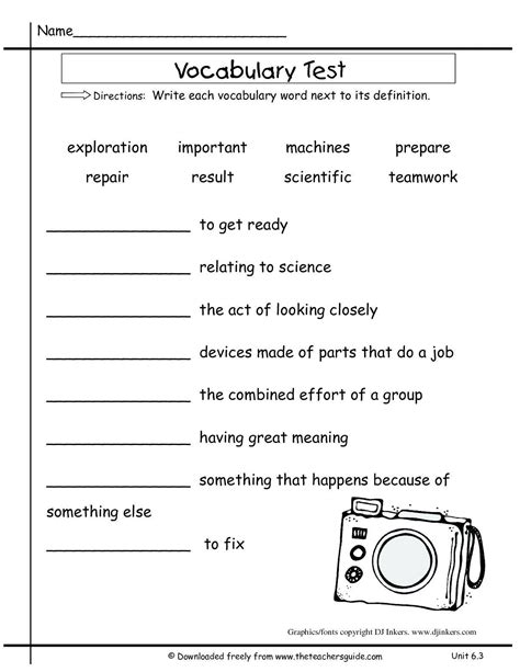 Fifth Grade Vocabulary Worksheets