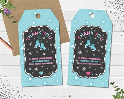 Ice Skating Thank You Tags Favor T Labels Ice Skate Etsy