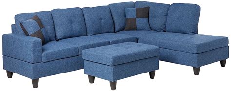 Beverly Fine Furniture Right Facing Linen Russes Sectional Sofa Set