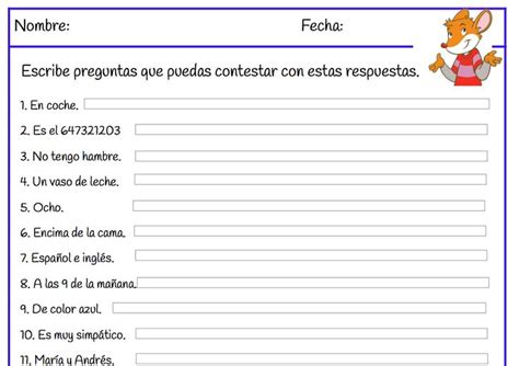 A Spanish Worksheet With An Image Of A Mouse