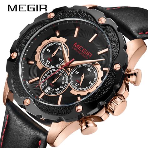 Megir Men Watch Top Luxury Brand Chronograph Date Mens Wrist Watches Military Army Sport Leather